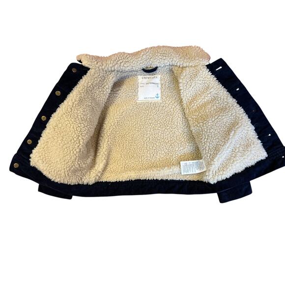 J. CREW CREWCUTS Navy Corduroy Fleece Lined Sherpa Jacket Coat Size 2 - Picture 4 of 6